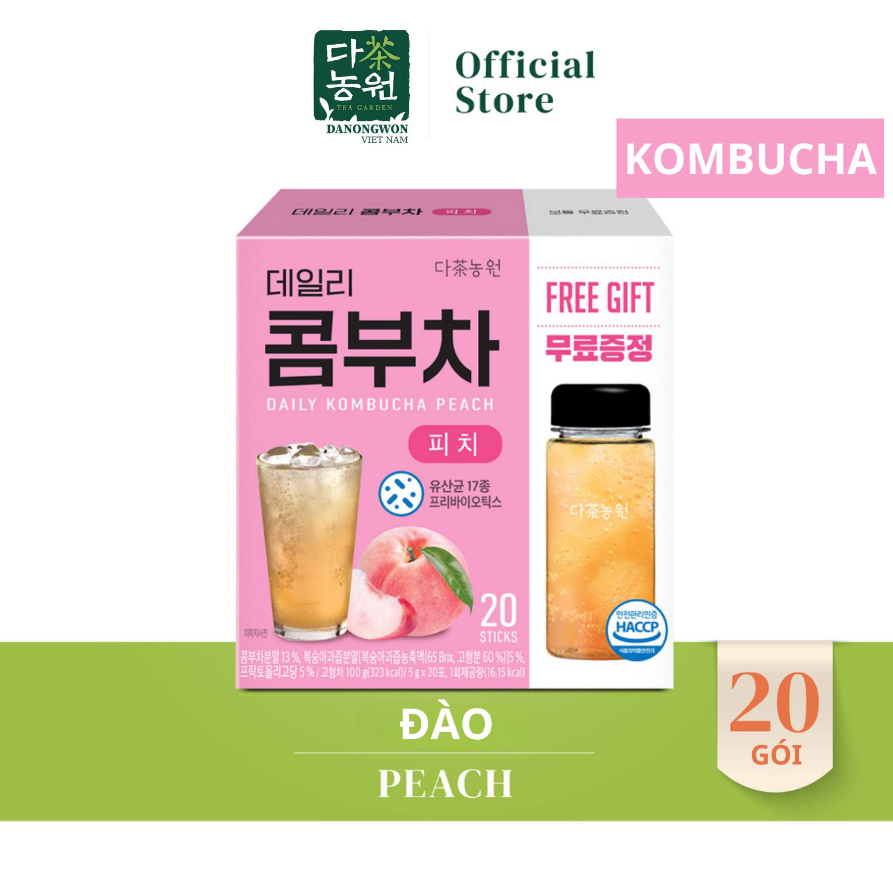 Trà KOMBUCHA Vị Đào