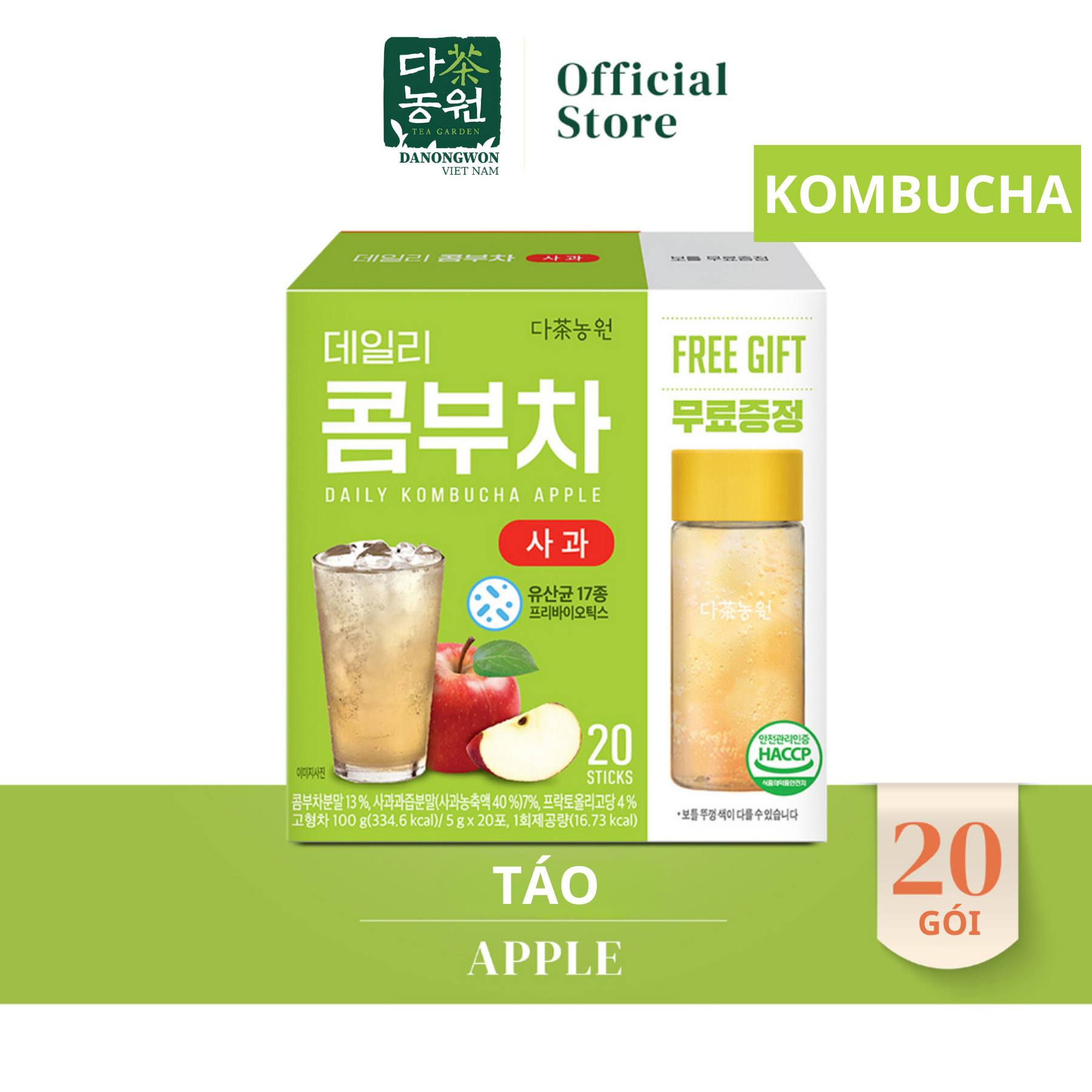 Trà KOMBUCHA Vị Táo