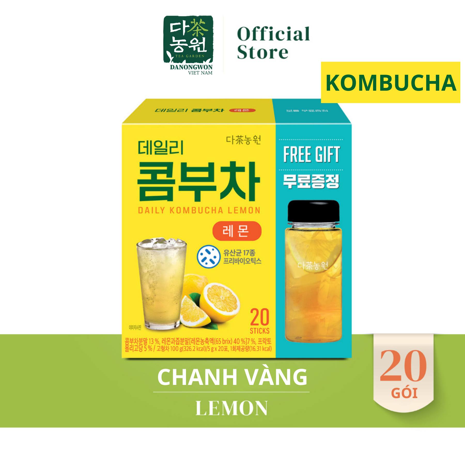 Trà KOMBUCHA Vị Chanh Vàng