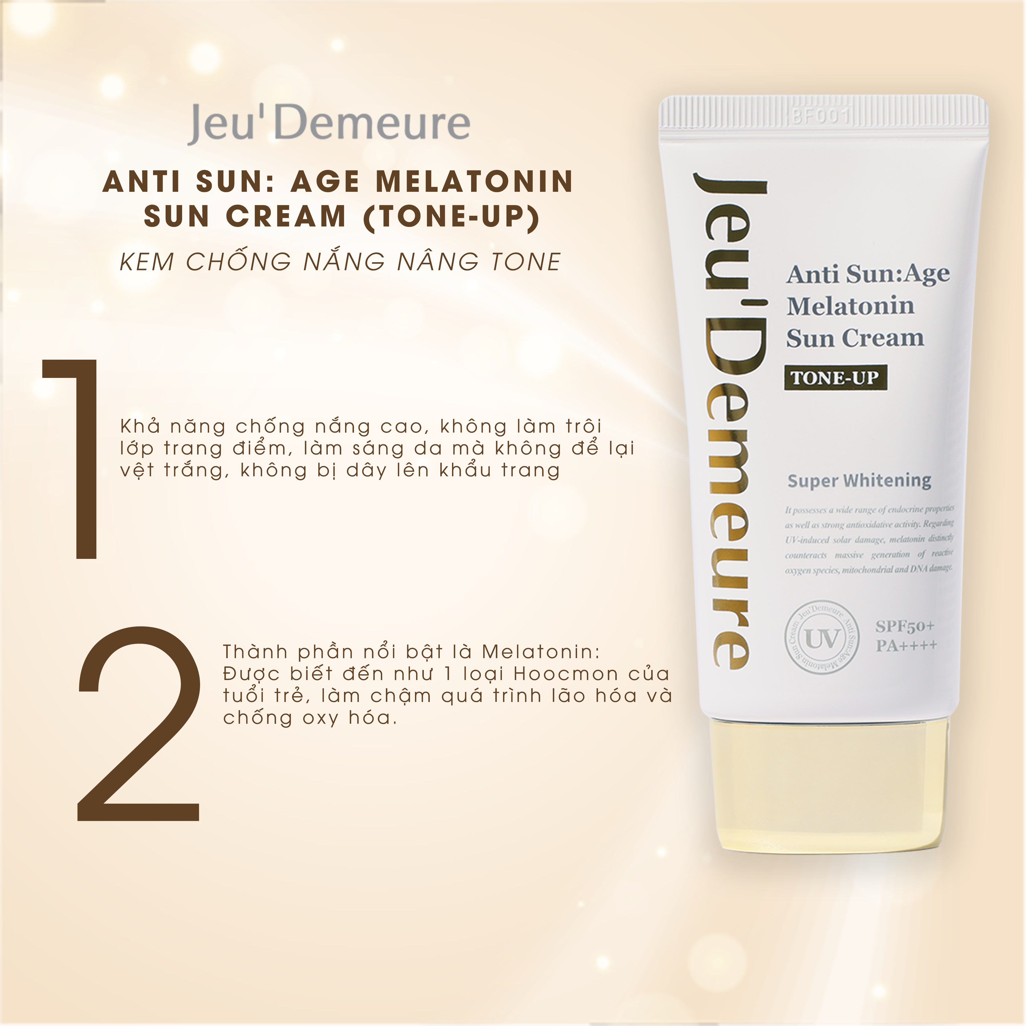Kem chống nắng Tone Up SPF 50+ 150g Jeu Demeure